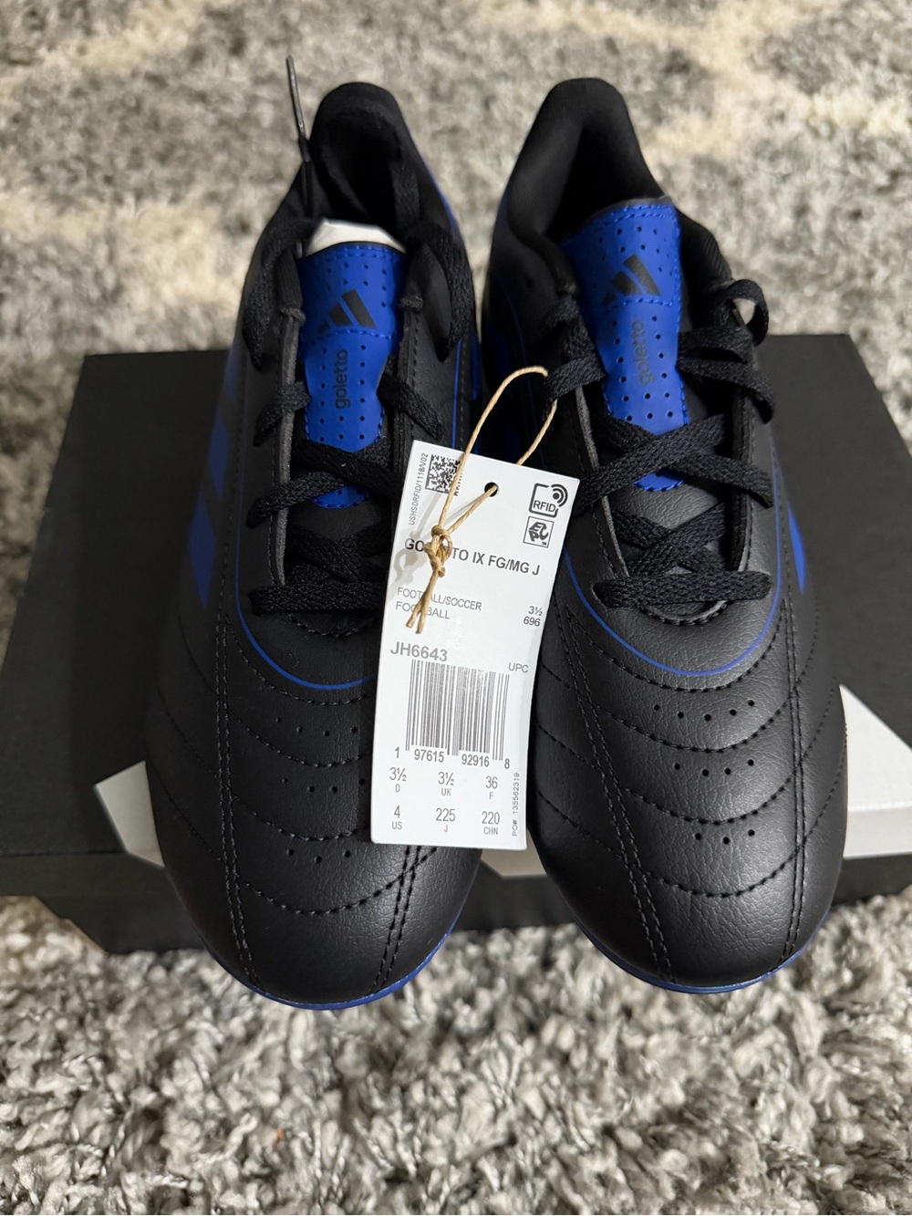 adidas Kids Black and Blue Soccer Sneakers